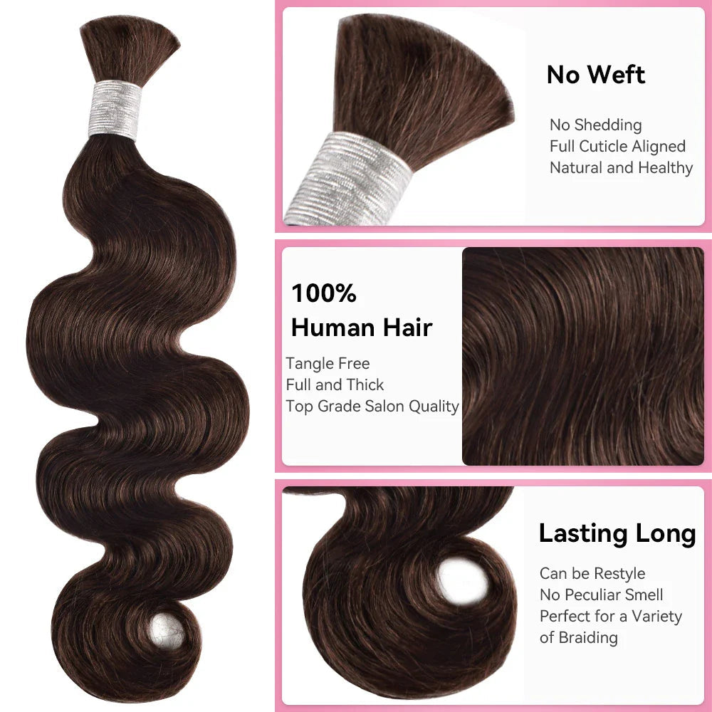 #2 Body Wave Hair Bulk | For Braiding | 100% Human Hair | BORUIHAIR