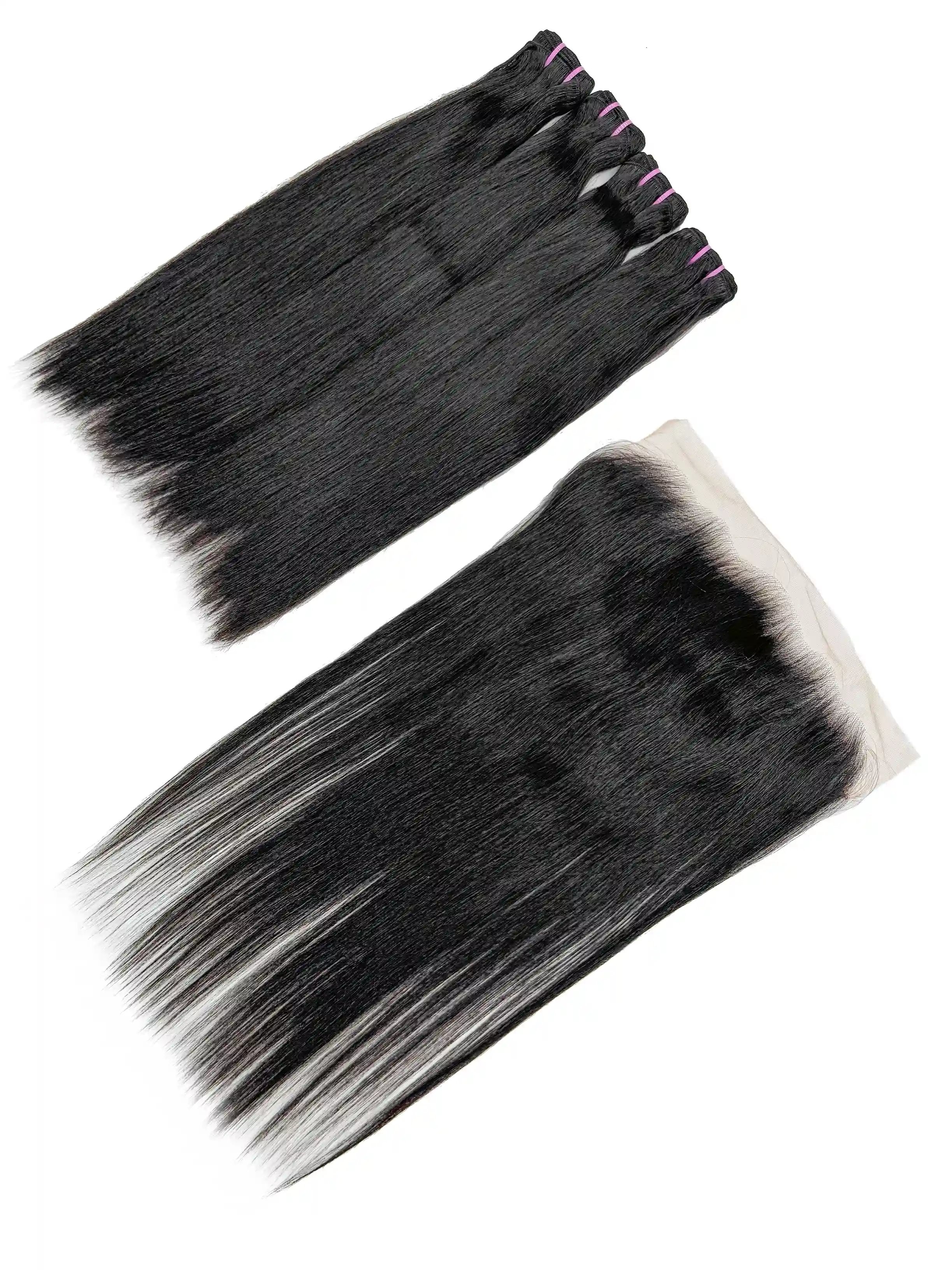 Straight 4PCS Bundles & 1PC 13x6 Lace Frontal | Transparent & HD Lace | 100% Human Hair | Top Virgin Hair