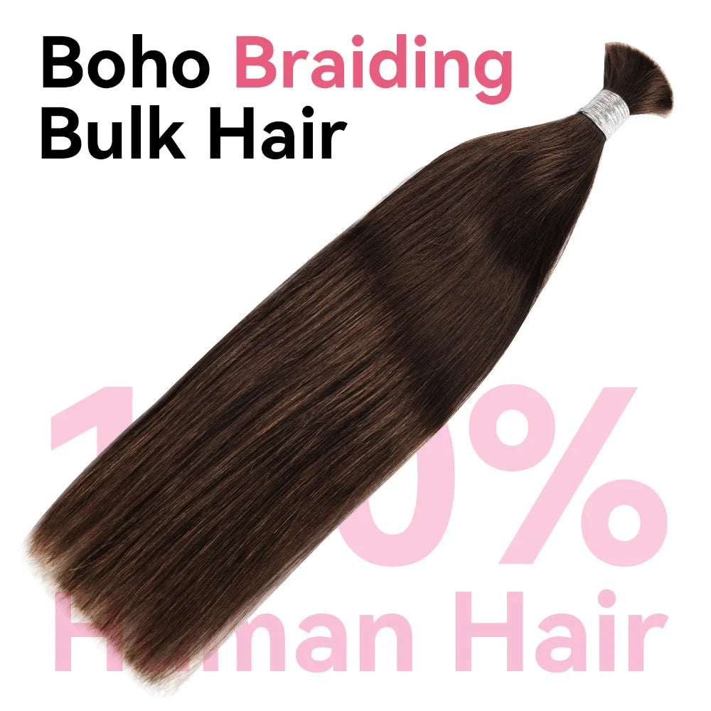 #2 Straight Hair Bulk | Boho Braids | No Weft | 100% Human Hair | BORUIHAIR