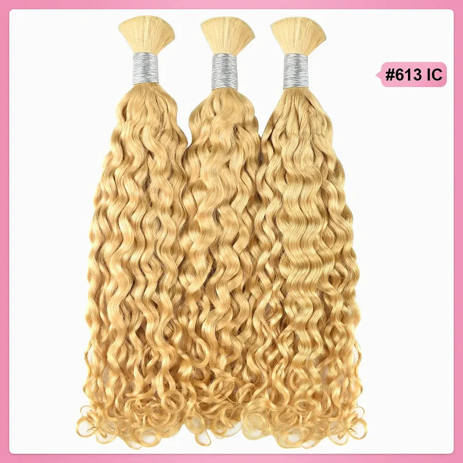 #613 Blonde Italian Curly 100% Human Hair Braid Styles BORUIHAIR