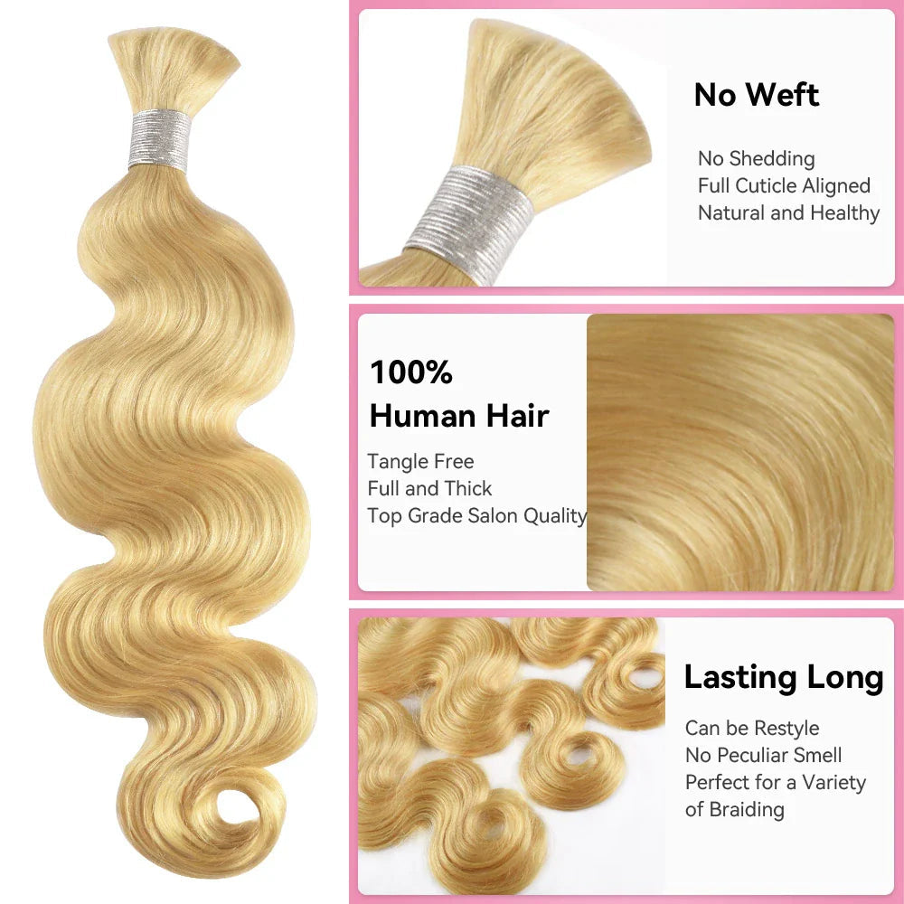 #613 Body Wave Hair Bulk | For Braiding | 100% Human Hair | BORUIHAIR