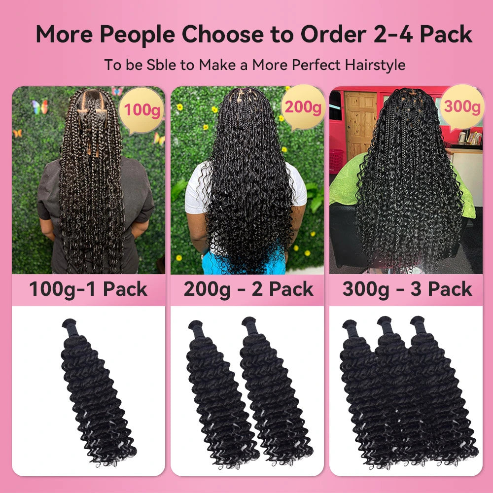 #1 Jet Black Bulk Human Hair For Boho Braids BORUIHAIR