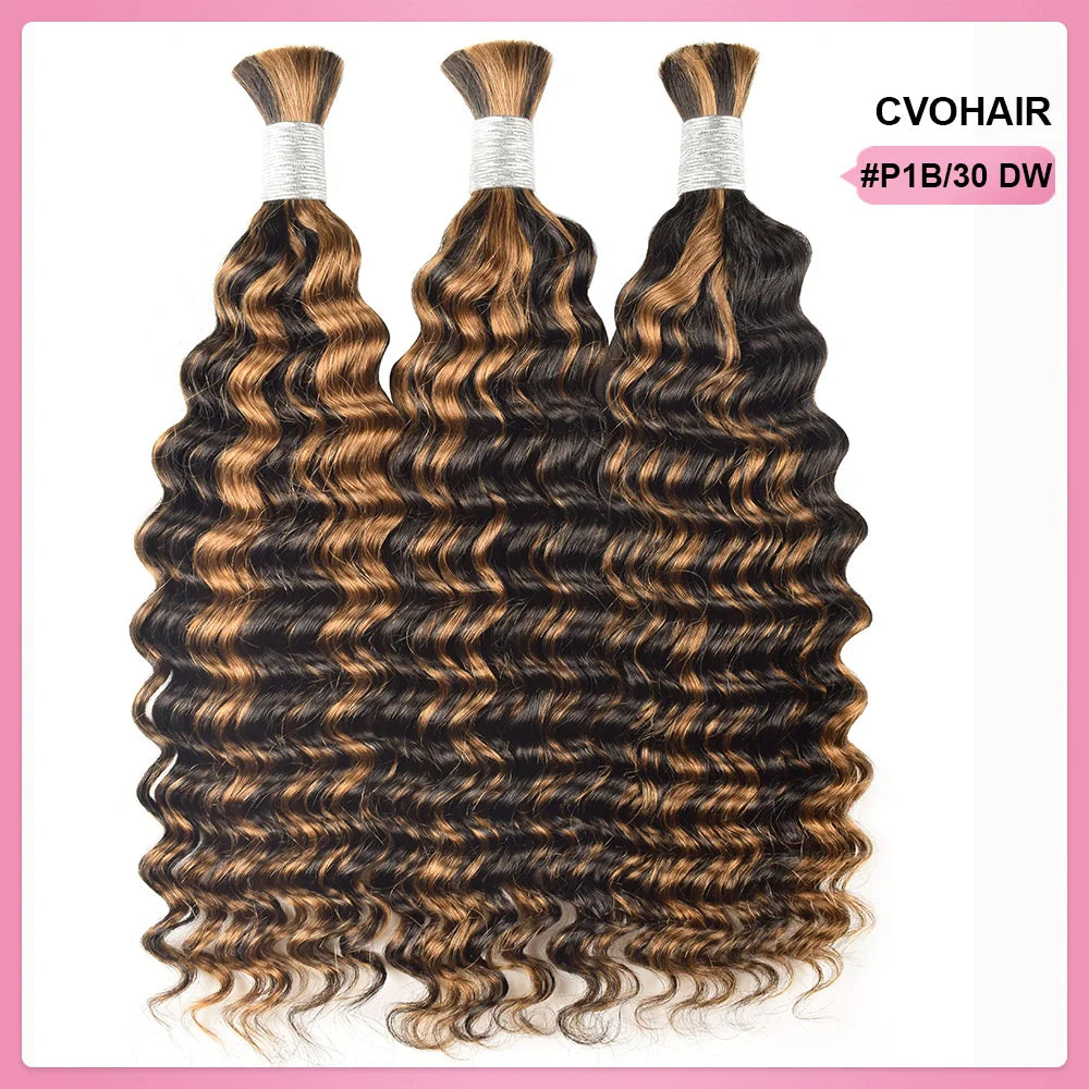 #1B/30 Deep Wave Hair Bulk | Bohemian | For Braiding | 100% Human Hair | BORUIHAIR