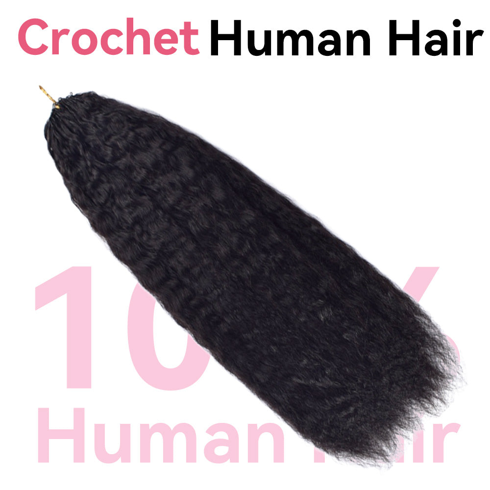 Kinky Straight Crochet Human Hair Pre Loop Extensions BORUIHAIR
