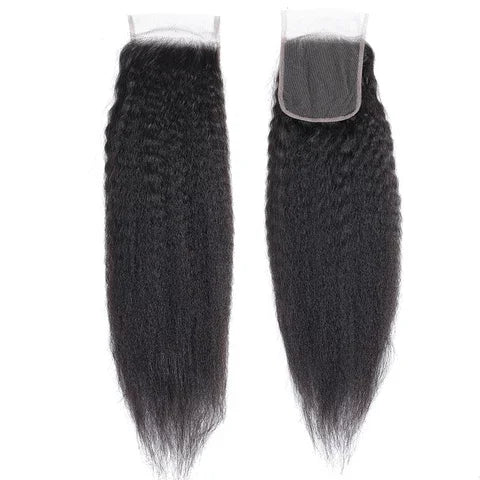 Kinky Straight 4PCS Bundles & 1PC Closure or Frontal – 5x5, 13x4 & 13x6 | 100% Human Hair | Transparent Lace Wig | Boruihair
