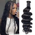 #1B Natural Black Loose Deep Wave Hair Bulk | Boho Braids | 100% Human Hair | BORUIHAIR