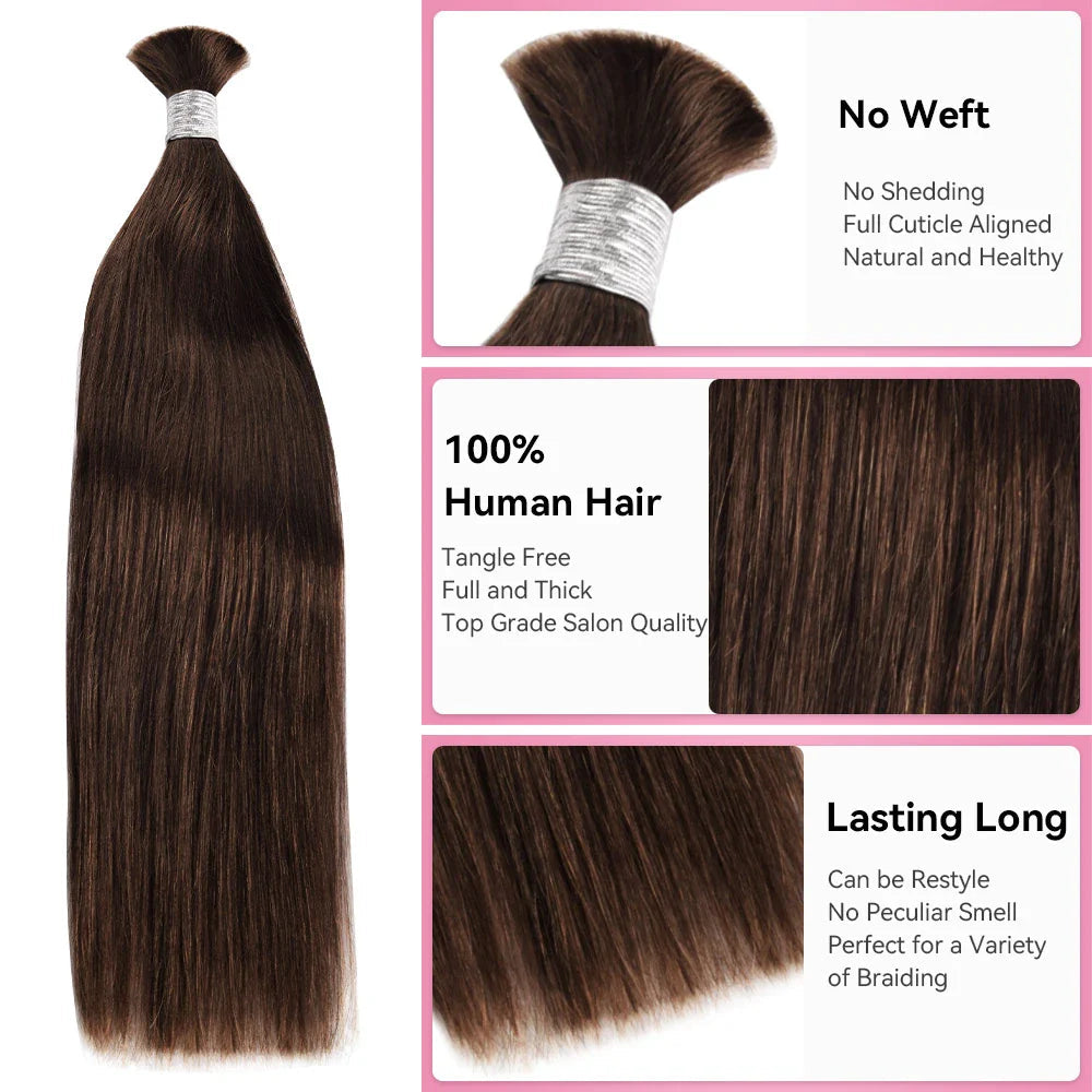 #2 Straight Hair Bulk | Boho Braids | No Weft | 100% Human Hair | BORUIHAIR