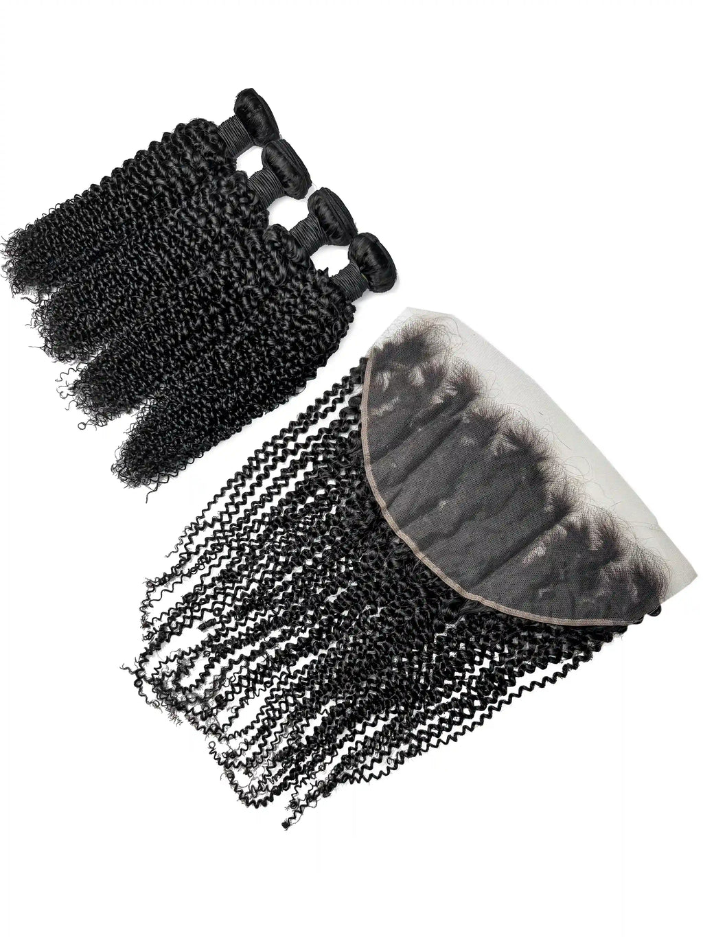 Kinky Curly 4PCS Bundles & 1PC 13x6 Lace Frontal | Transparent & HD Lace | 100% Human Hair | Top Virgin Hair