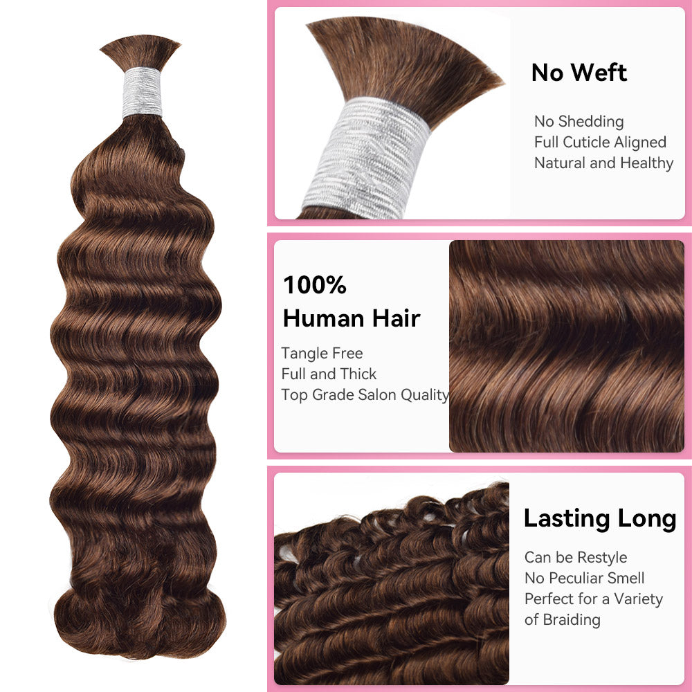 #4 Loose Deep Wave Hair Bulk | For Braiding | 100% Human Hair | BORUIHAIR