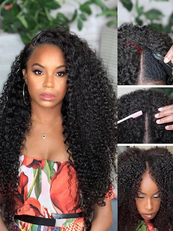 250% Density Boruihair Jerry Curly Glueless Pre‐Plucked Human Hair Wigs| V‐Part & U‐Part Options | 100% Human Hair