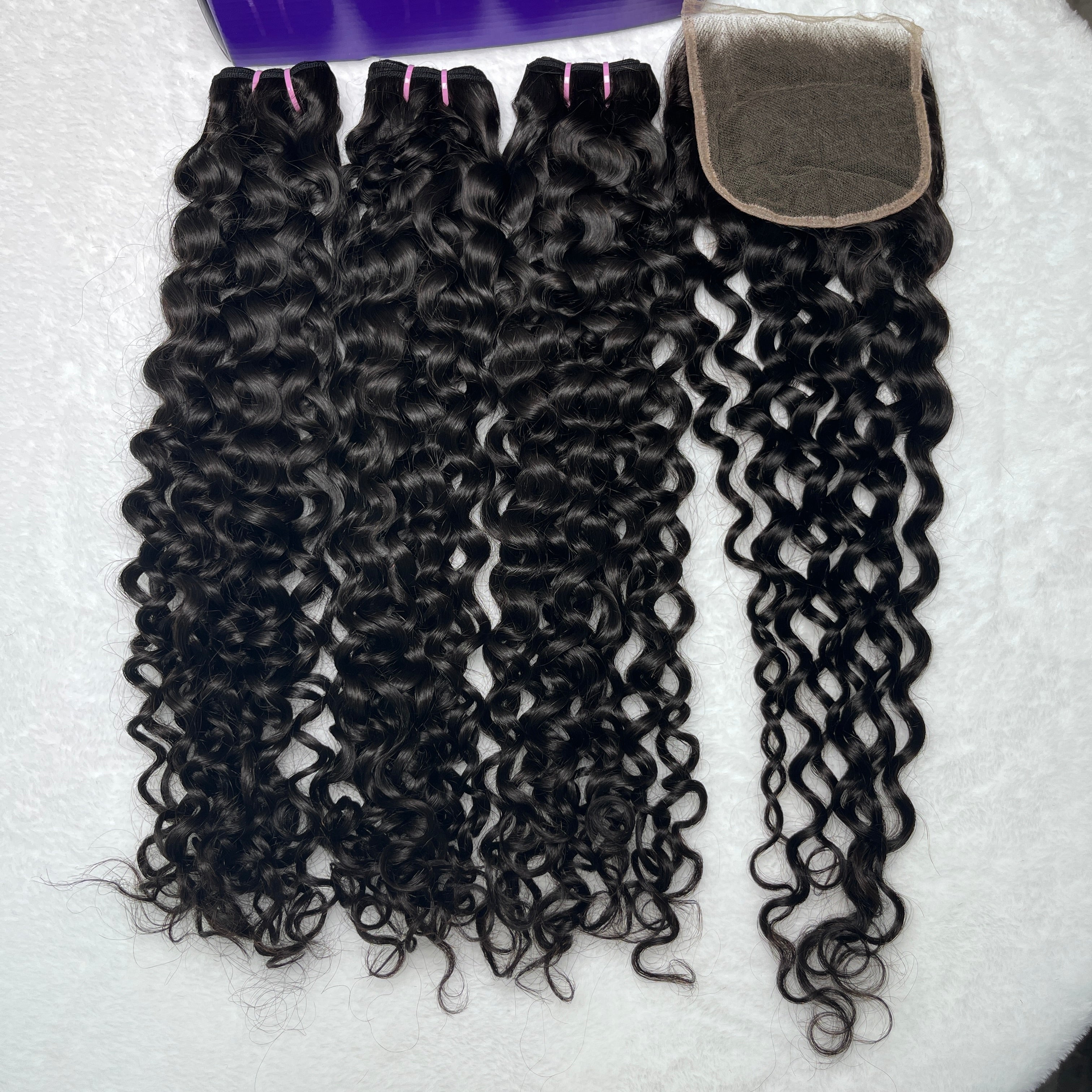 Water Wave 3PCS Bundles & 1PC 5x5 Lace Closure | Transparent & HD Lace | 100% Human Hair | Top Virgin Hair