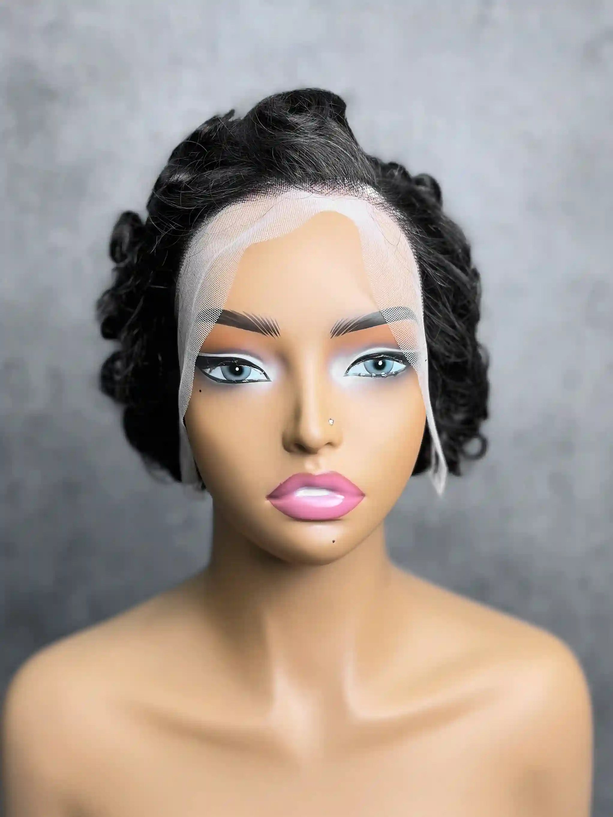 Short Layered Pixie Cut Curly Wigs Transparent 13*4 Full Frontal Lace Color Wig | 100% Human Hair | Boruihair