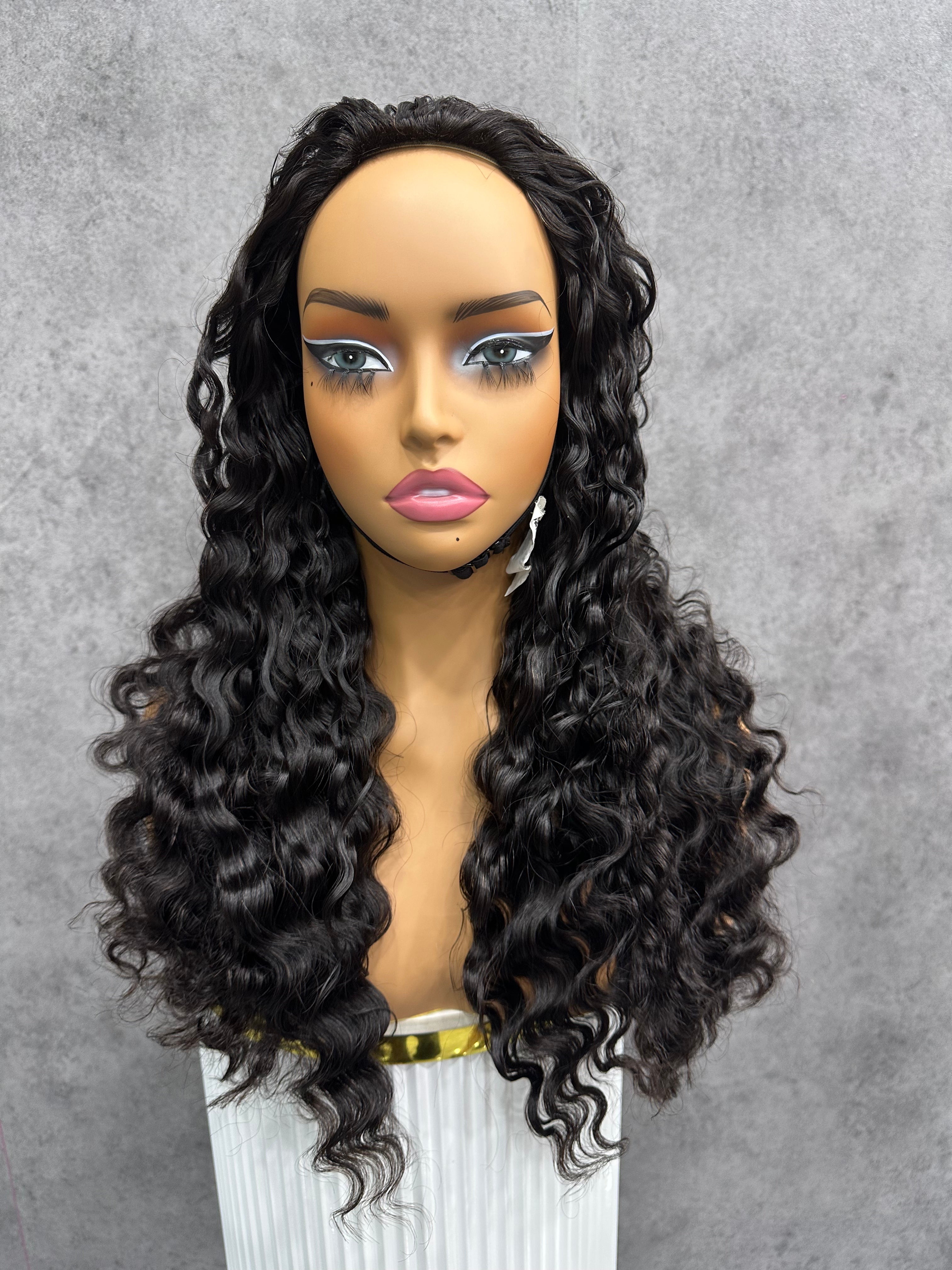Burmese Curly | Virgin Hair | Wear & Go Half Wig | 3 In 1 Wig No Glue Half Wig | 100% Human Hair