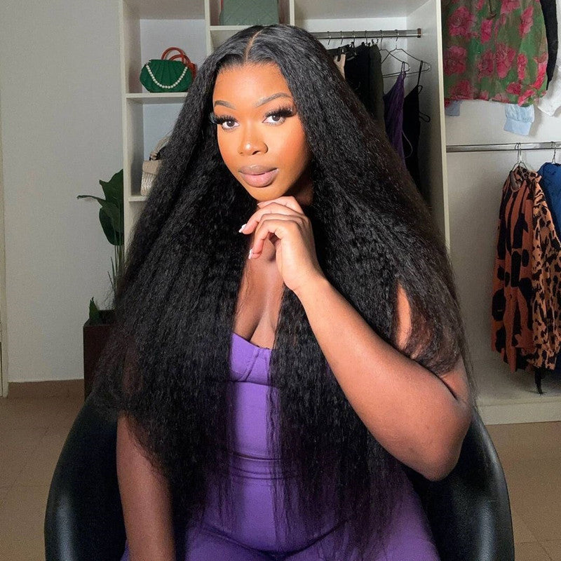 13x4 Kinky Straight Glueless Lace Wig Mesh Dome Cap| HD Lace & Transparent Lace | 200% & 250% Density | Boruihair 100% Human Hair