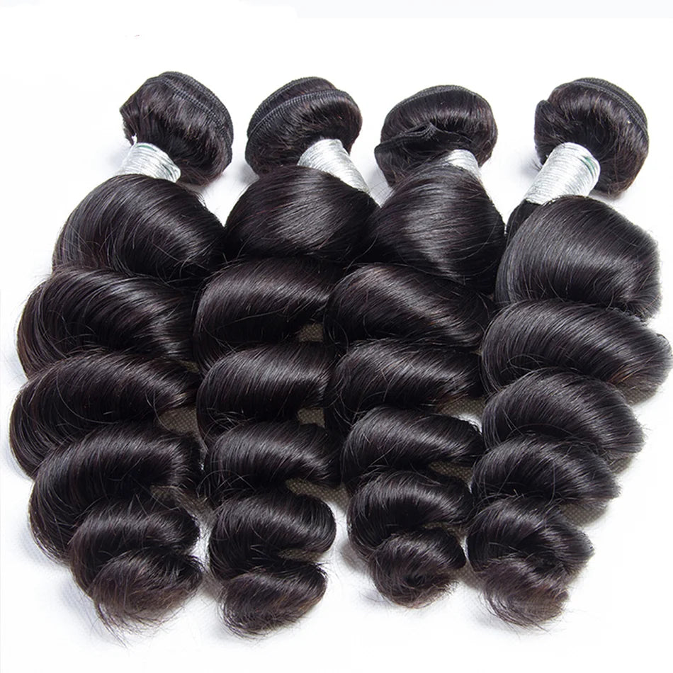 Loose Wave 4PCS Bundles & 1PC Closure or Frontal – 5x5, 13x4 & 13x6 | 100% Human Hair | Transparent Lace Wig | Boruihair