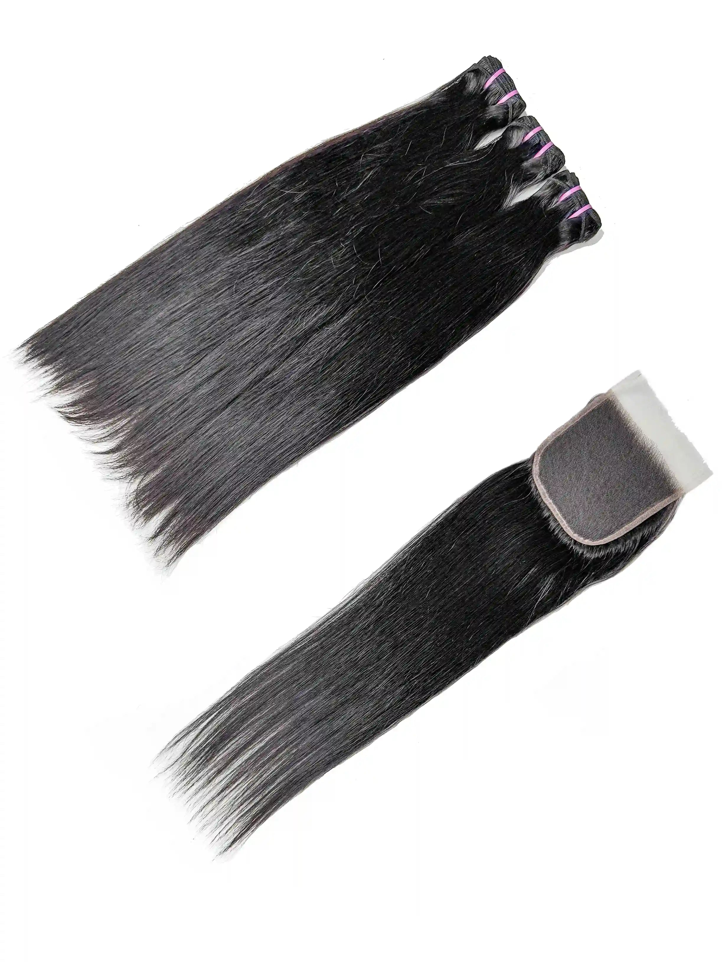 Straight 3PCS Bundles & 1PC 5x5 Lace Closure | Transparent & HD Lace | 100% Human Hair | Top Virgin Hair
