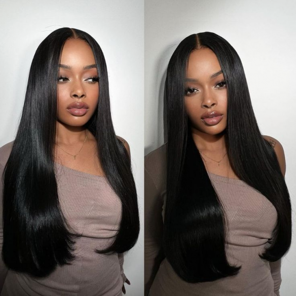 250% Density Boruihair Straight Glueless Pre‐Plucked Human Hair Wigs| V‐Part & U‐Part Options | 100% Human Hair