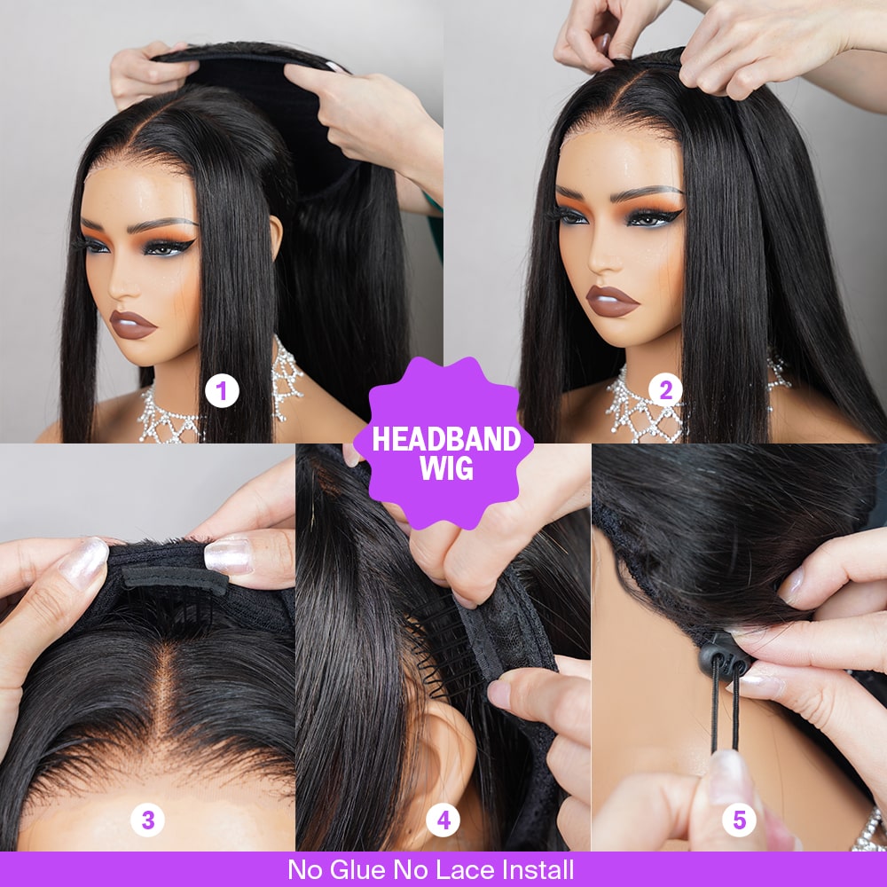 Straight | Virgin Hair | Wear & Go Half Wig | 3 In 1 Wig No Glue Half Wig | 100% Human Hair