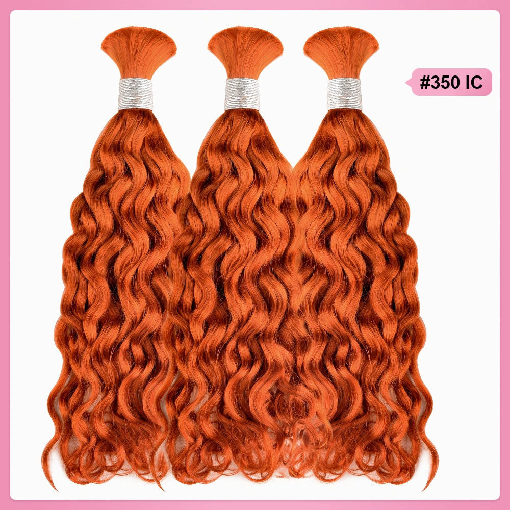 #350 Ginger Orange 100% Human Hair Italian Curly Braid Styles BORUIHAIR