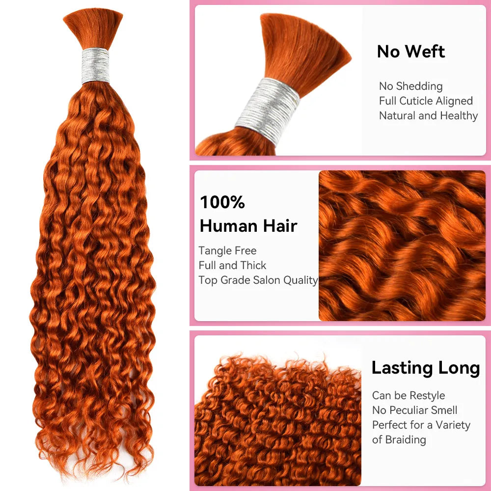 #350 Deep Curly Hot Braids Bulk Human Hair BORUIHAIR