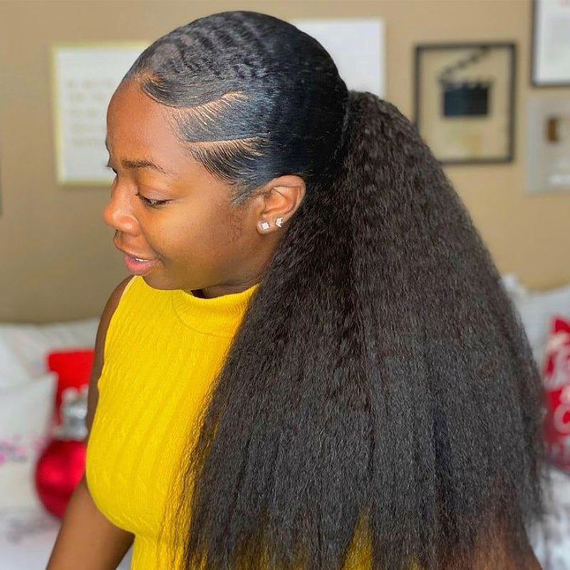Kinky Straight 12A Warp Around Ponytails 100% Human Hair Ponytails
