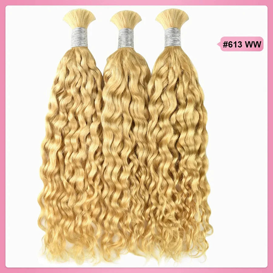 #613 Blonde Water Wave Hair Bulk | For Braiding |100% Human Hair | BORUIHAIR
