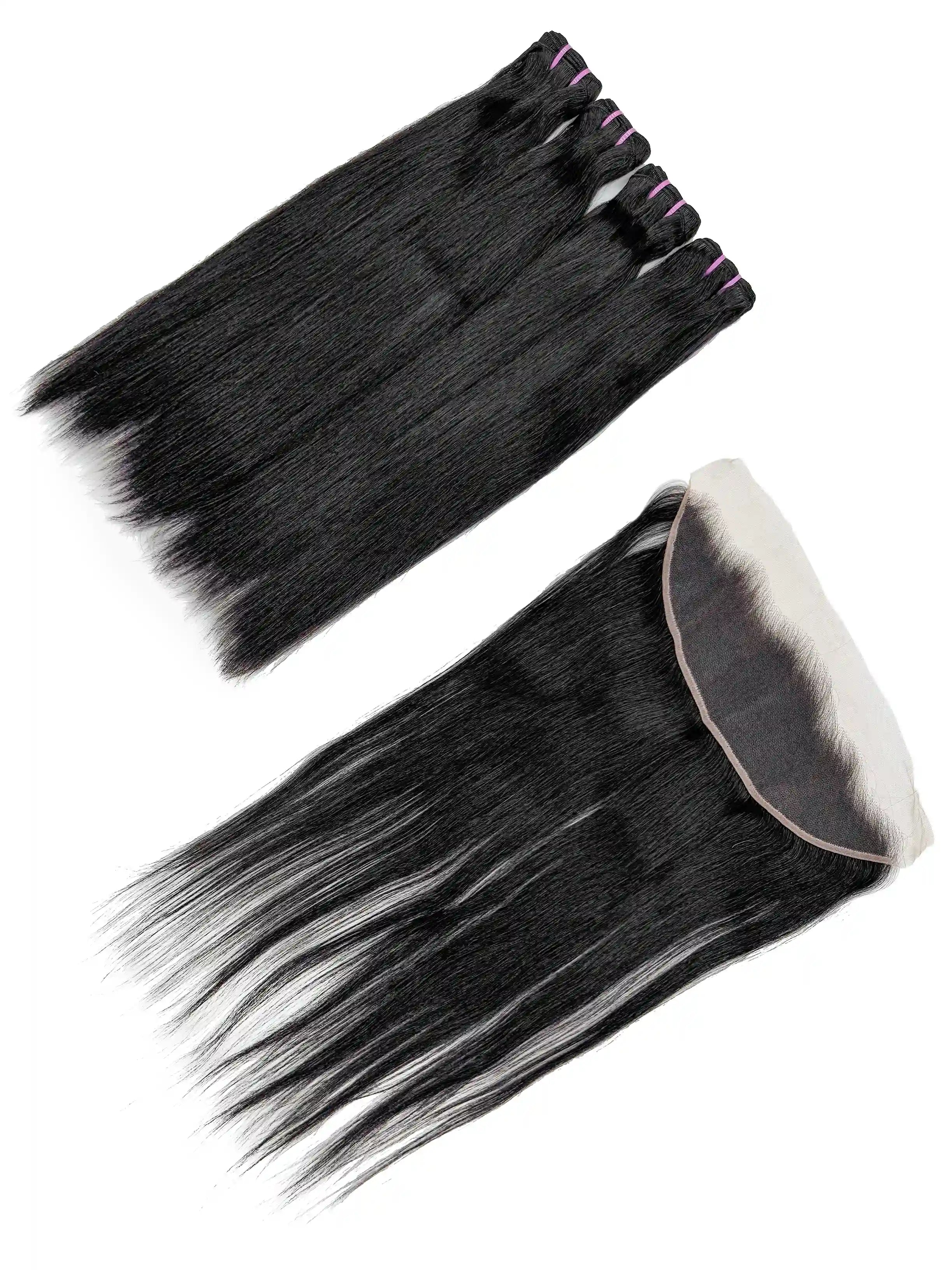 Straight 4PCS Bundles & 1PC 13x4 Lace Frontal | Transparent & HD Lace | 100% Human Hair | Top Virgin Hair