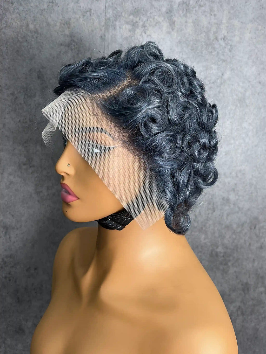 Short Layered Pixie Cut Curly Wigs Transparent 13*4 Full Frontal Lace Color Wig | 100% Human Hair | Boruihair