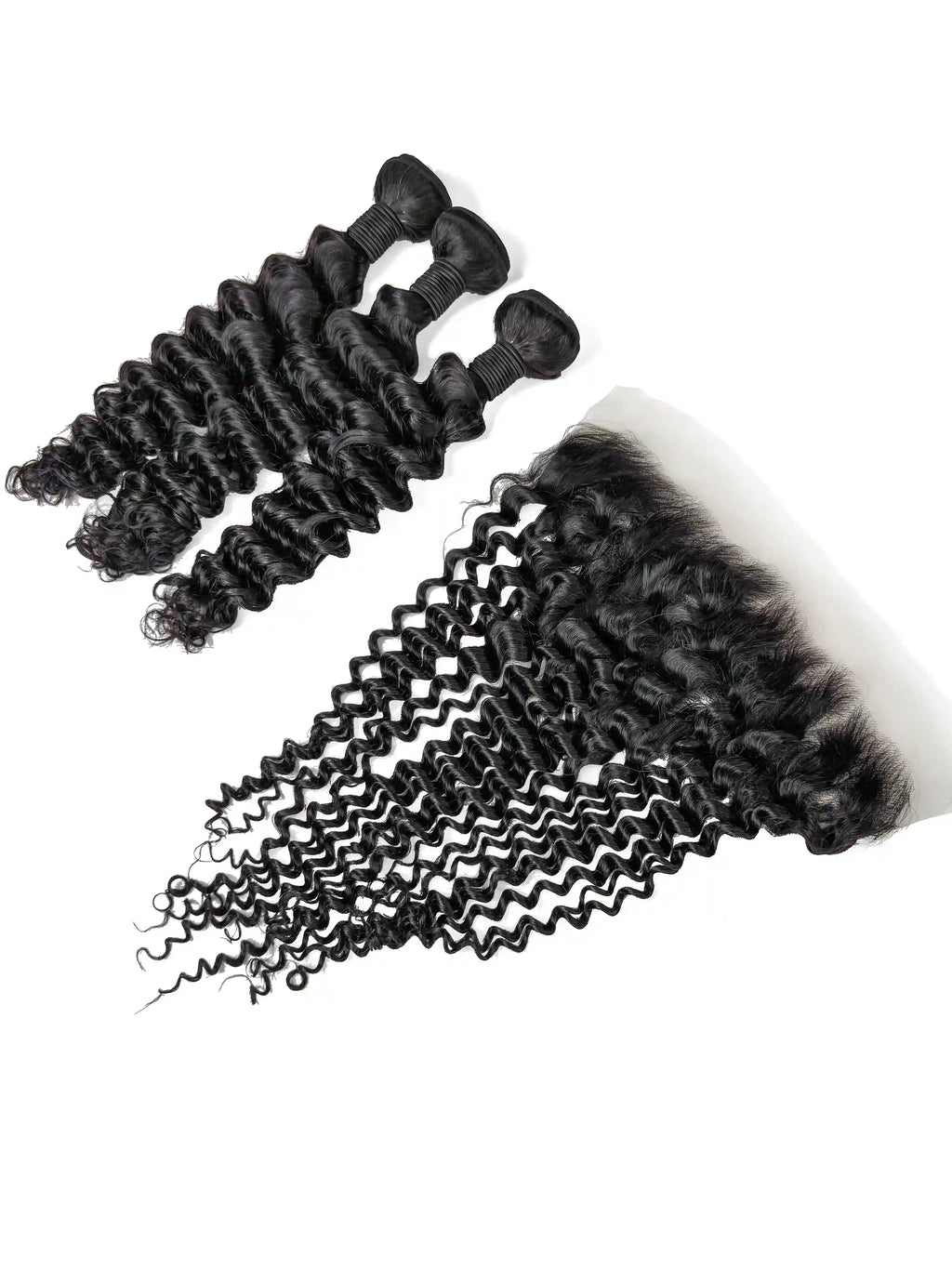 Deep Wave 3PCS Bundles & 1PC 13x6 Lace Frontal | Transparent & HD Lace | 100% Human Hair | Top Virgin Hair