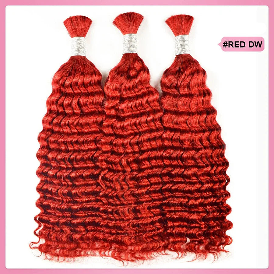 #Red Deep Wave Hair Bulk | Bohemian | For Braiding | 100% Human Hair | BORUIHAIR