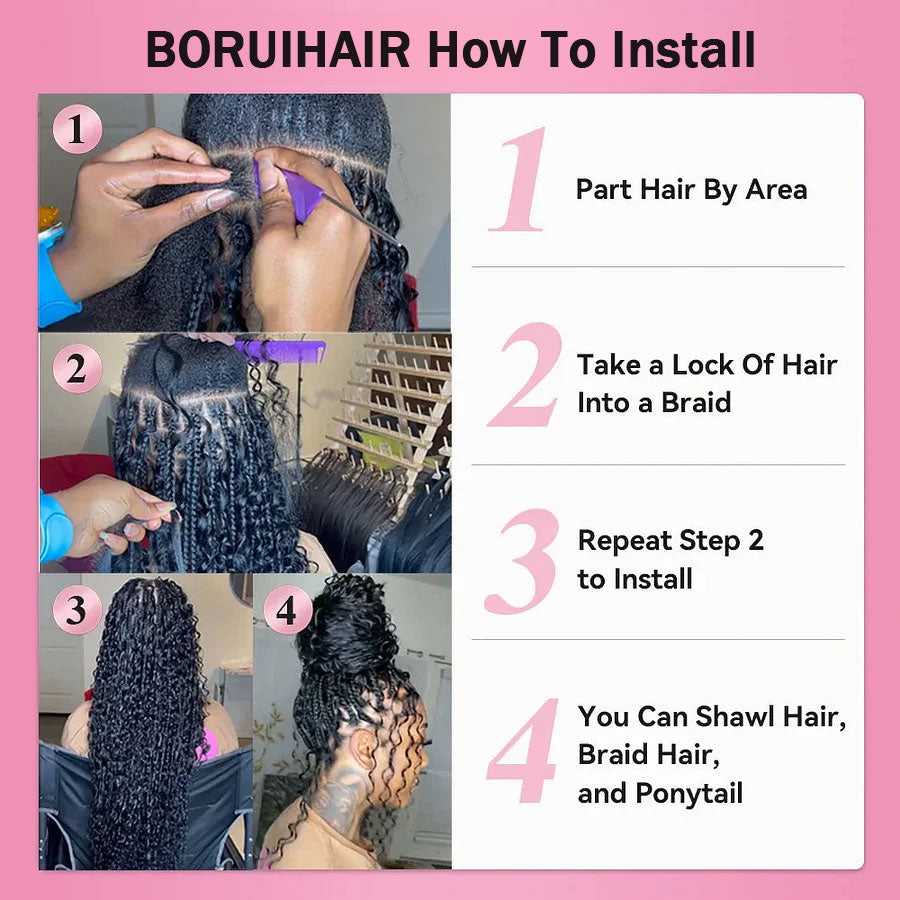 #1 Jet Black Deep Curly BHair Bulk | For Braiding | 100% Human Hair | BORUIHAIR