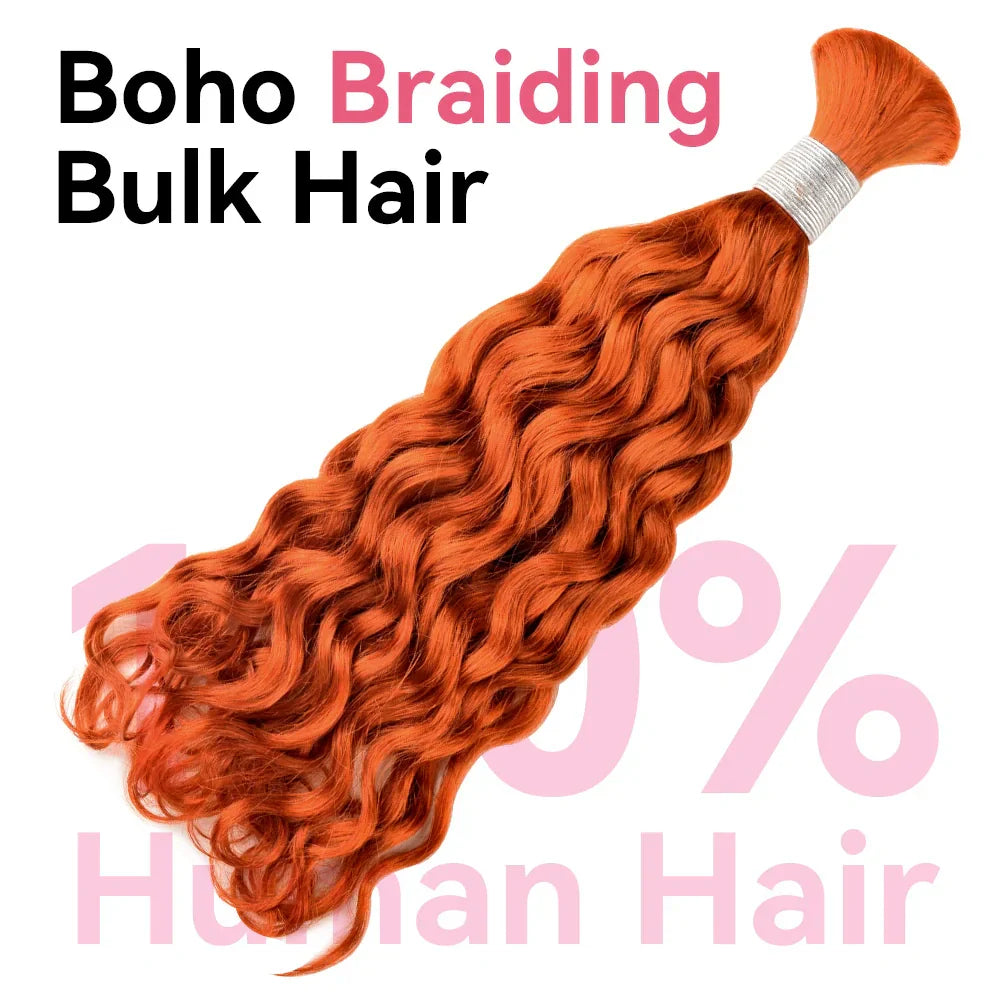 #350 Ginger Orange 100% Human Hair Italian Curly Braid Styles BORUIHAIR