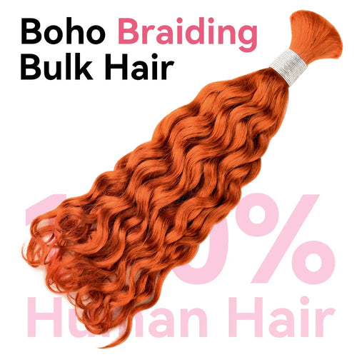 #350 Ginger Orange 100% Human Hair Italian Curly Braid Styles BORUIHAIR