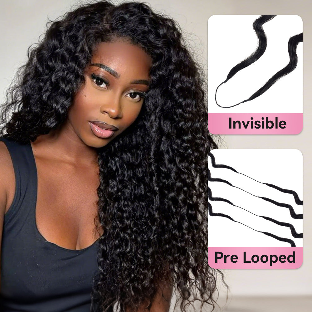 Deep Curly Crochet Human Hair Pre Loop Extensions BORUIHAIR