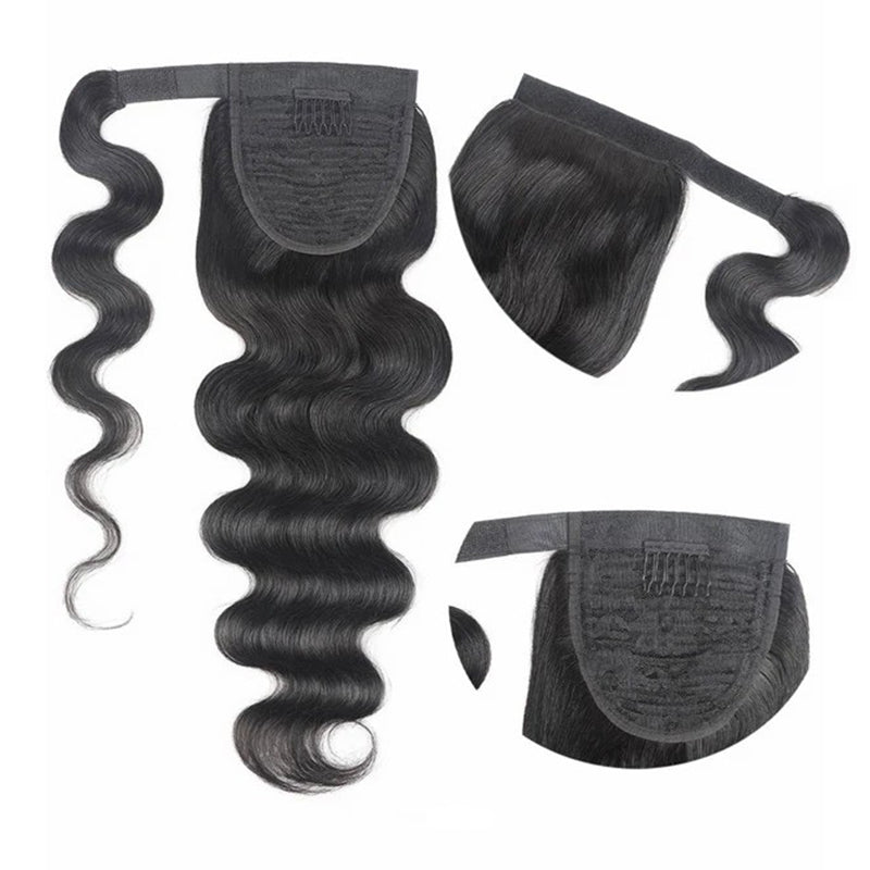 Body Wave 12A Warp Around Ponytails 100% Human Hair Ponytails