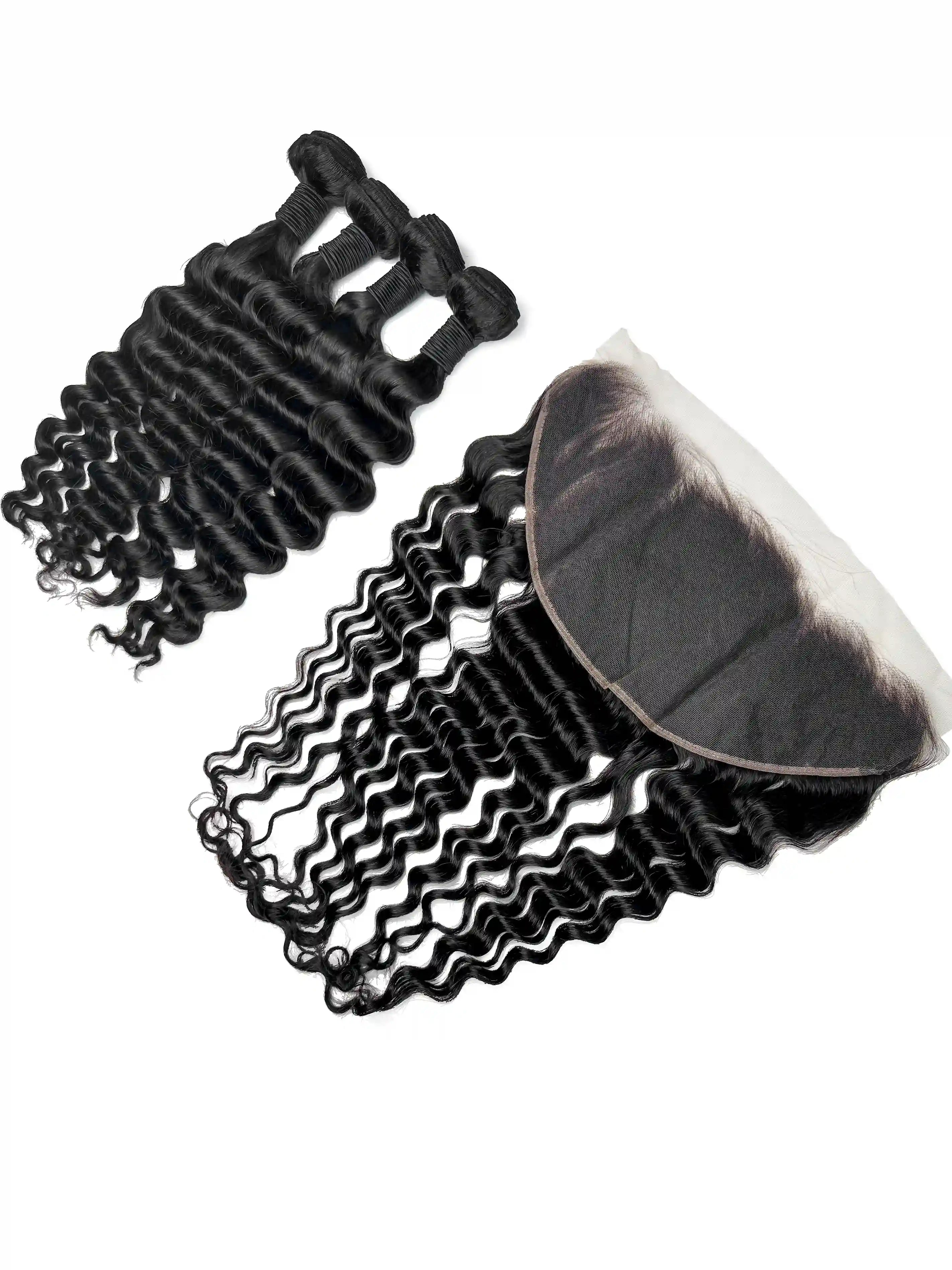 Natural Wave 4PCS Bundles & 1PC 13x6 Lace Frontal | Transparent & HD Lace | 100% Human Hair | Top Virgin Hair