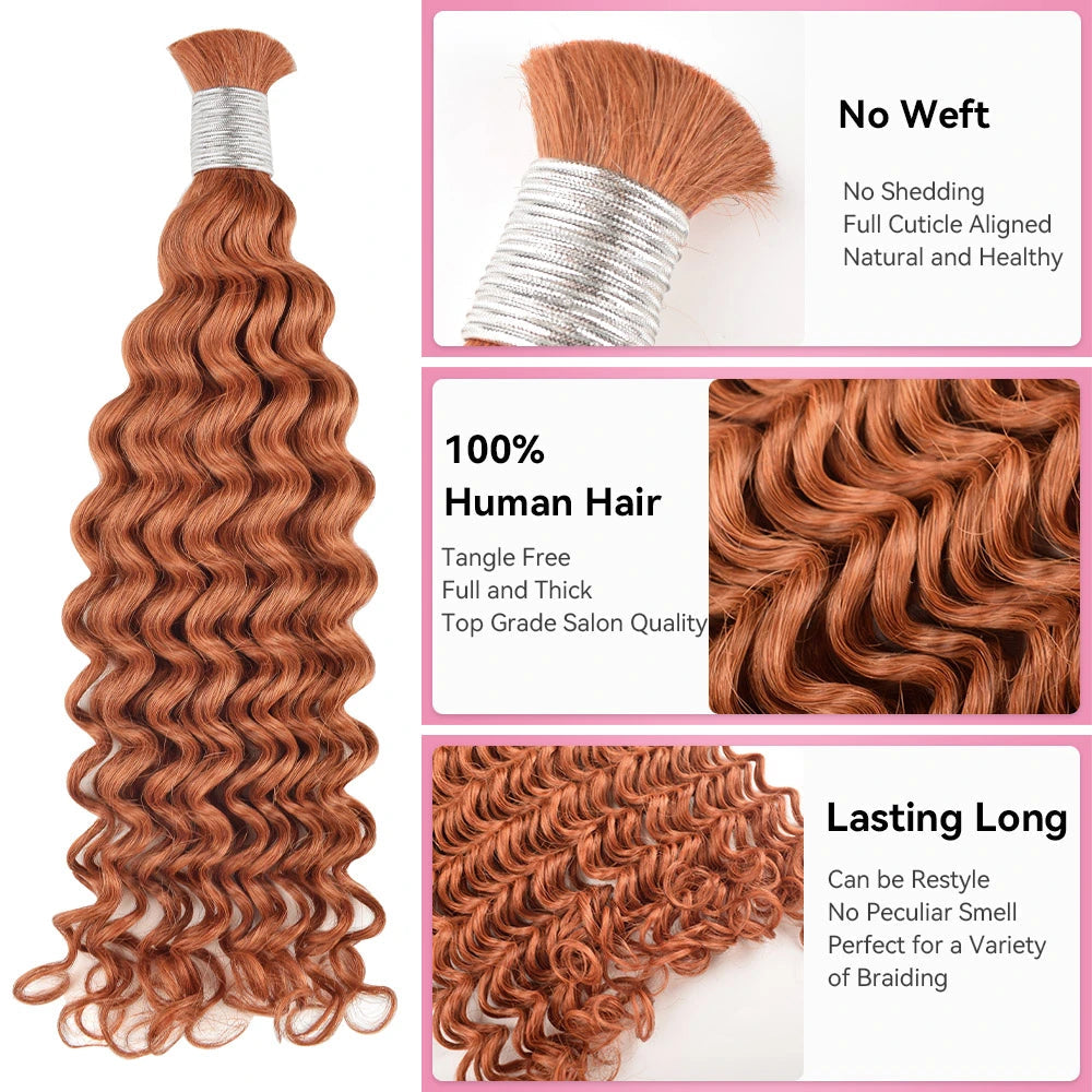 #35 Deep Wave Hair Bulk | Boho Braids | No Weft | 100% Human Hair | BORUIHAIR