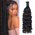 Natural Black Italian Curly Bulk Human Hair For Boho Braids BORUIHAIR