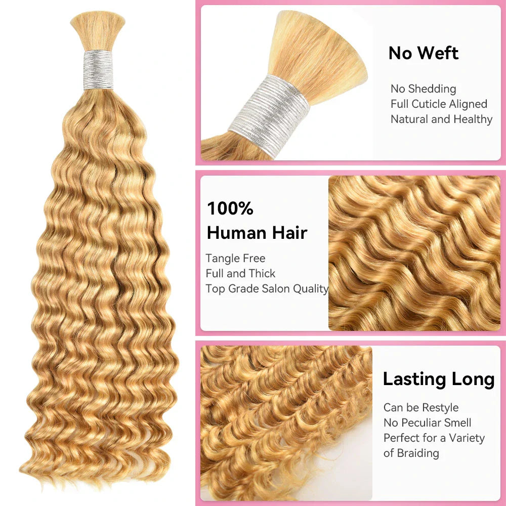 #P27/613 Blonde Ombre Bohemian Human Hair For Braiding BORUIHAIR