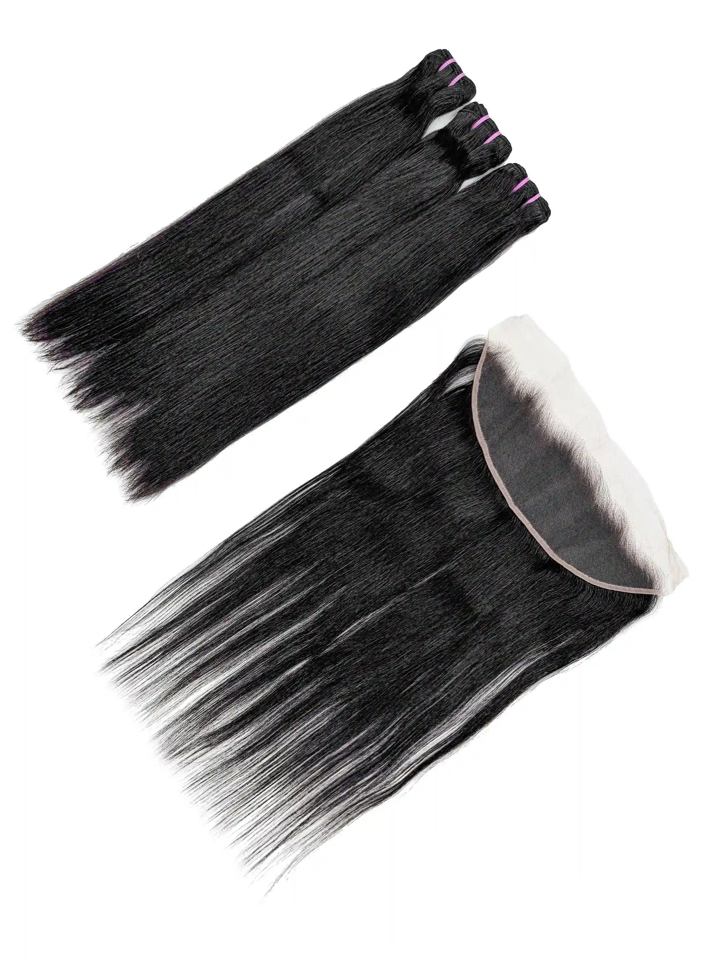 Straight 3PCS Bundles & 1PC 13x4 Lace Frontal | Transparent & HD Lace | 100% Human Hair | Top Virgin Hair
