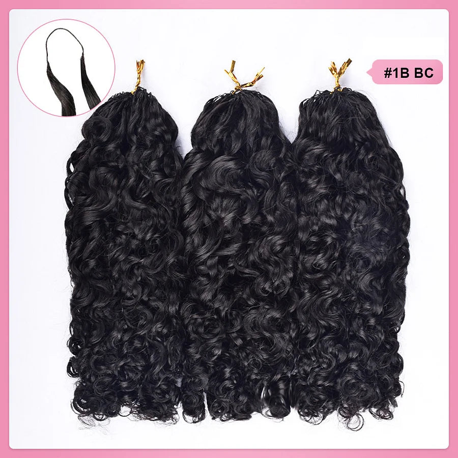Burmese Curly Crochet Human Hair Pre Loop Extensions BORUIHAIR